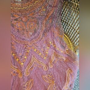 Embroidered Tank Top in Pink and Orange